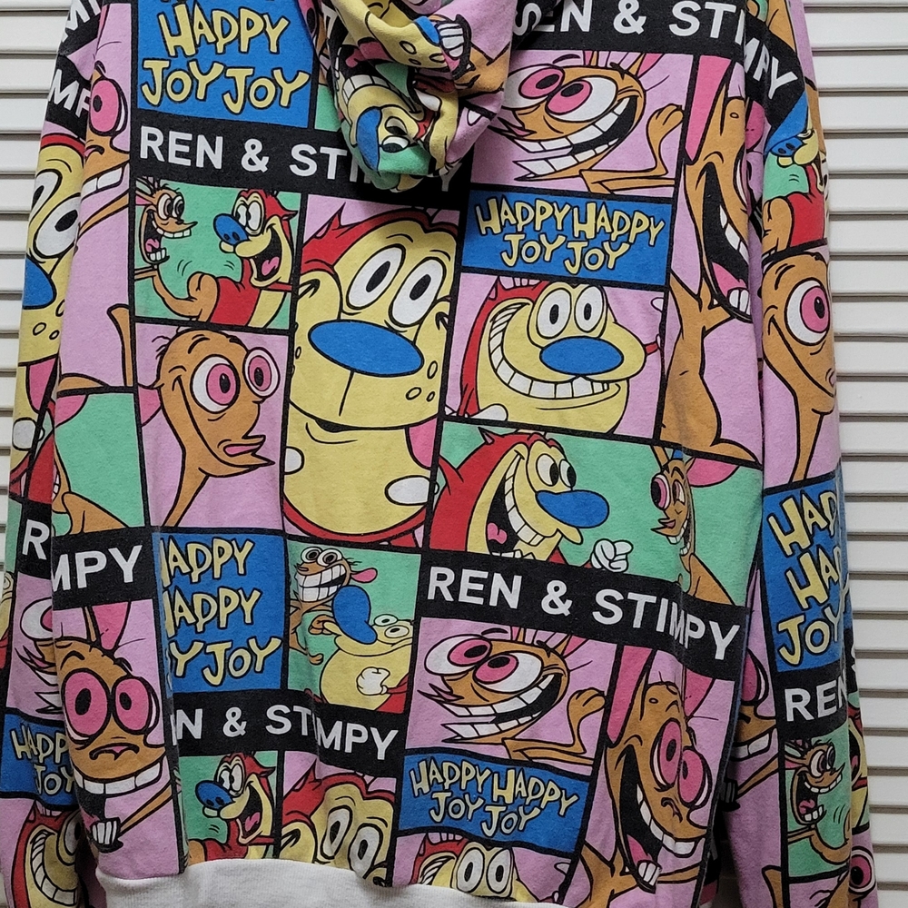 Ren And Stimpy Nickelodeon White Crewneck Hoodie Fleece - Picture 11 of 11